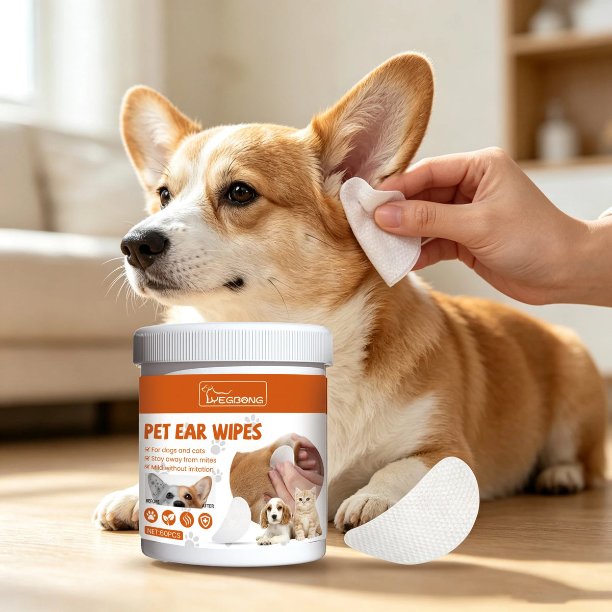 Yegbong Gentle Ear Cleaning Wipes For Dogs And Cats