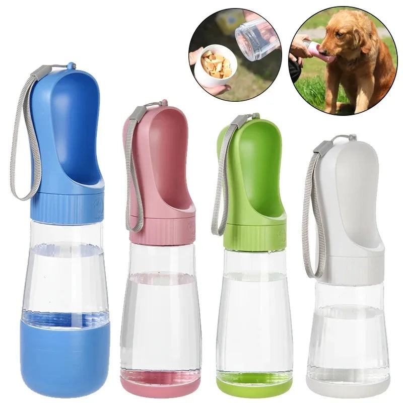 Portable Glass Pet Water Bottle Travel Dispenser With Food Container