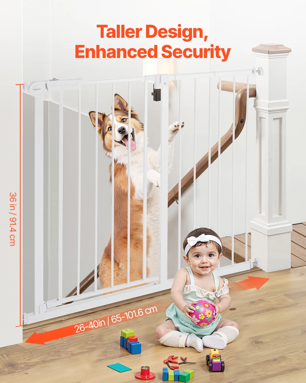 SucceBuy Pressure Mount Baby Dog Gate With Easy Step Walk Through