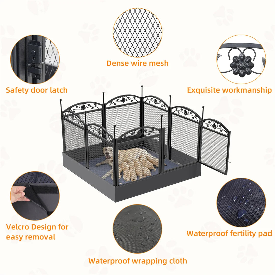 Bingopaw Heavy Duty Dog Playpen With Metal Fence And Pad