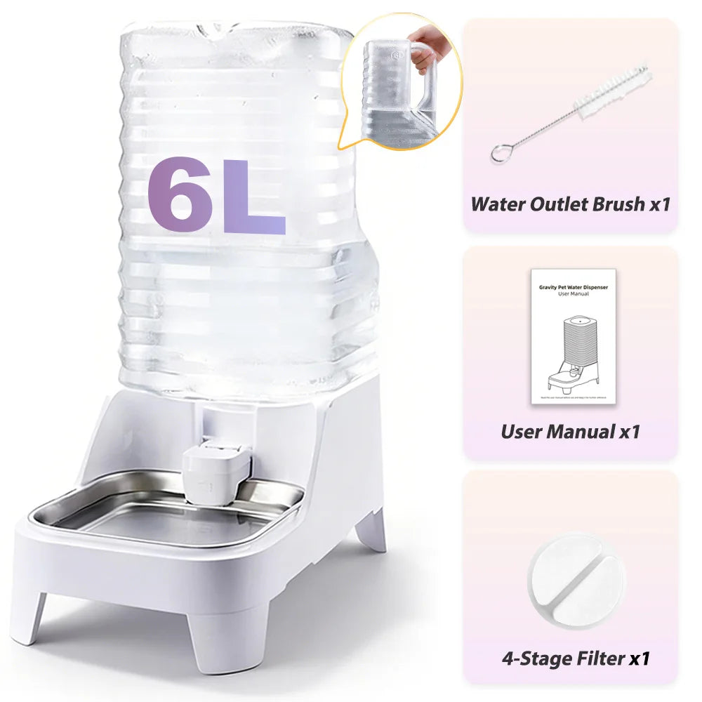 NITYERS Gravity Pet Water Dispenser With Stainless Steel Tray