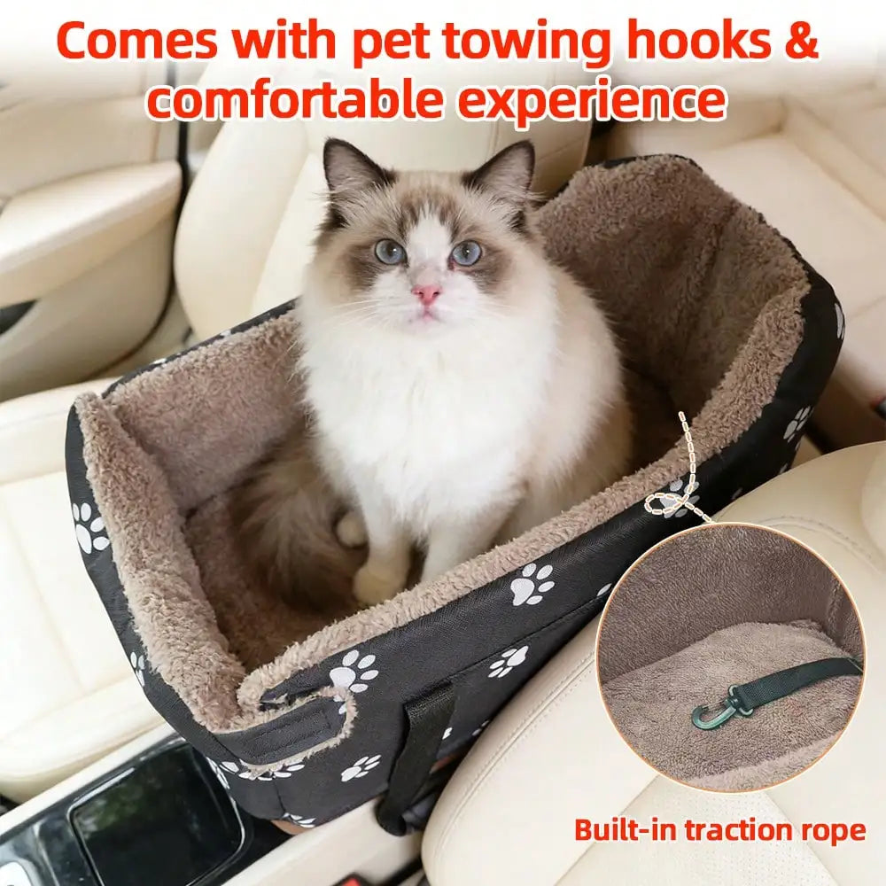 Washable Pet Car Seat Bed With Non Slip Travel Cushion