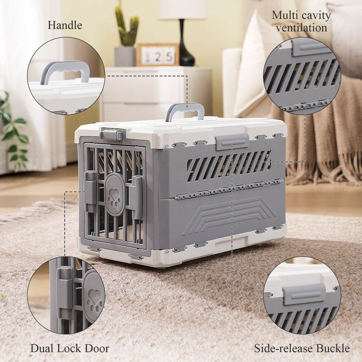 PAWZ Road Foldable Pet Carrier With Secure Lock Gate