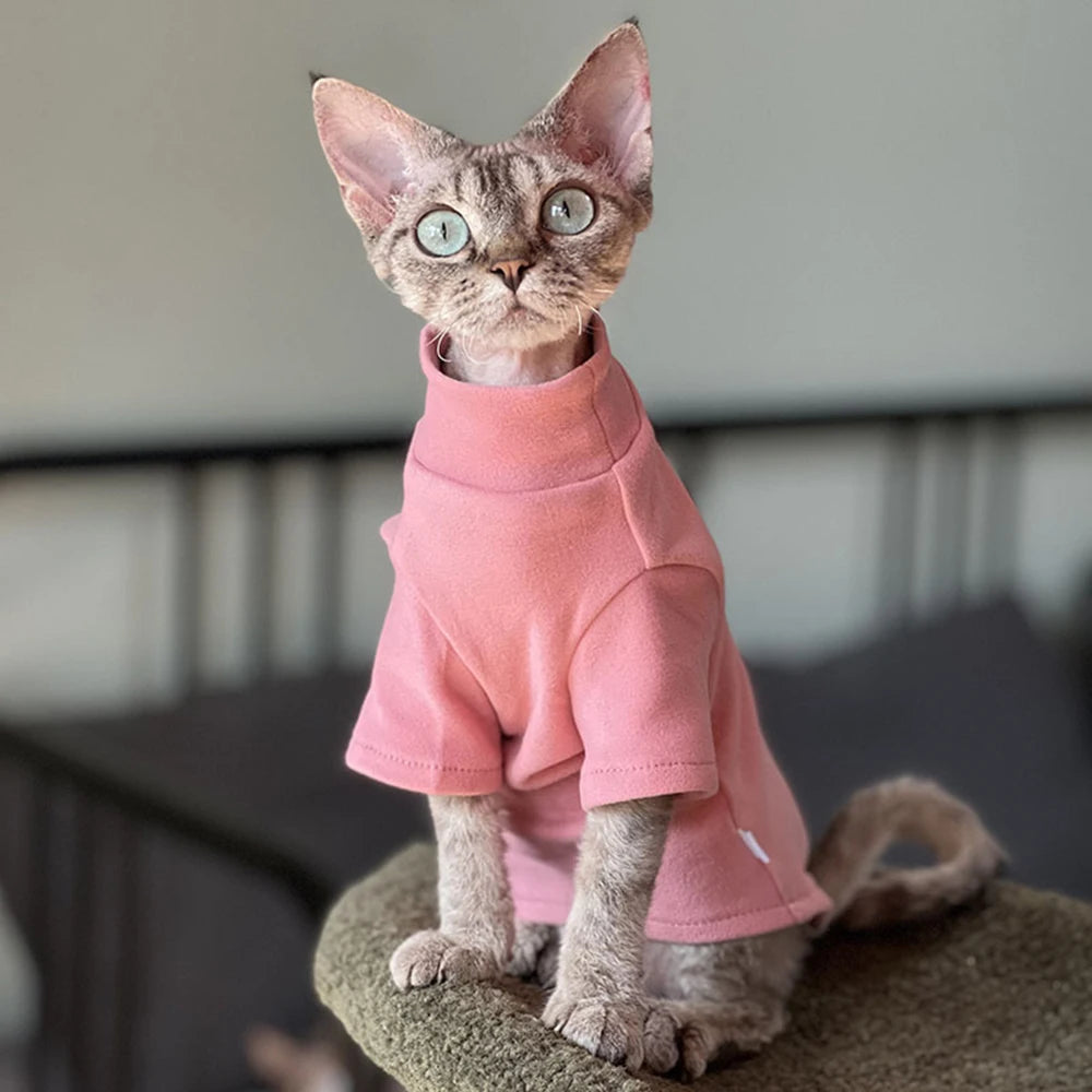 XLeiPet Sphynx Turtleneck Fleece Cat Sweater for Warmth and Comfort