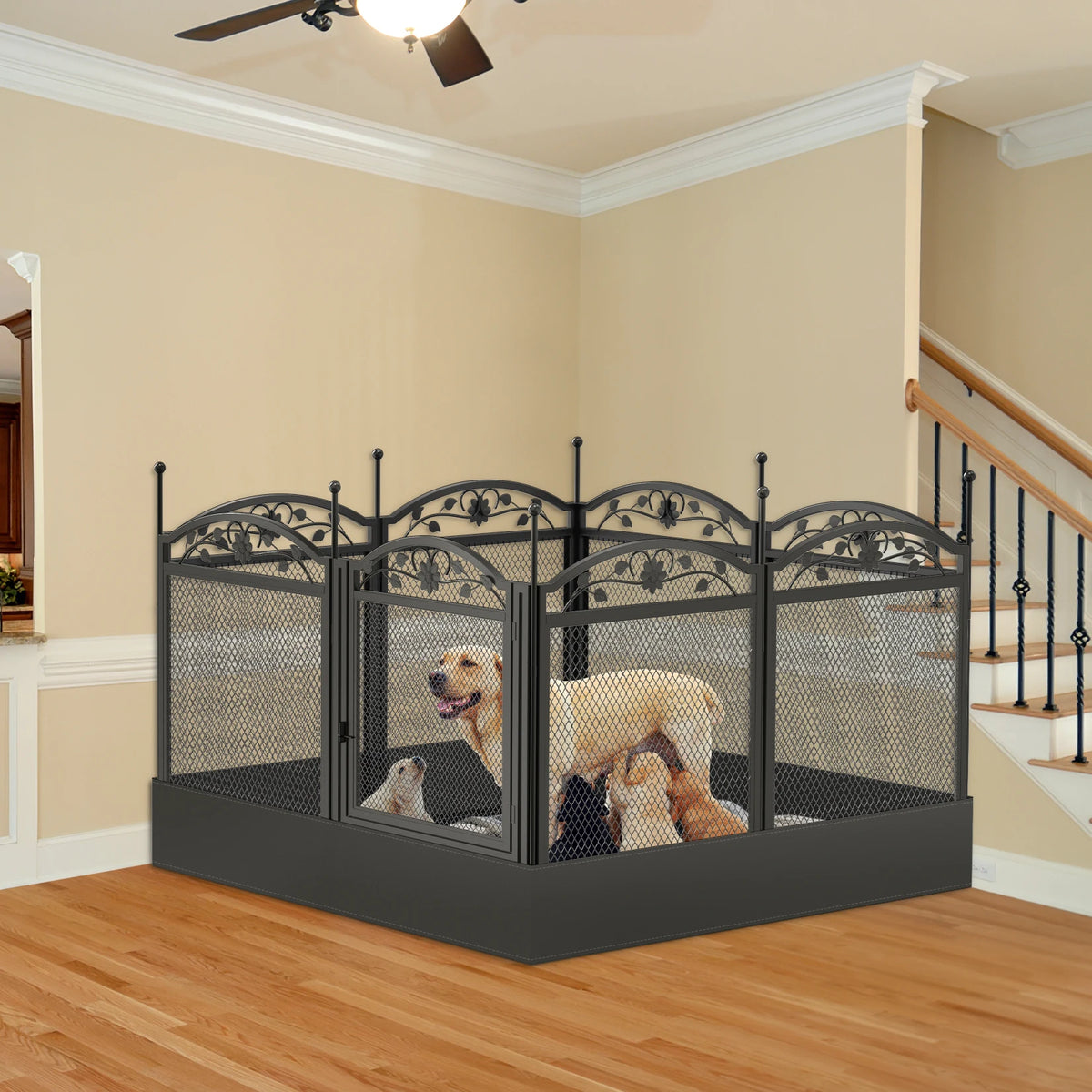 Bingopaw Heavy Duty Dog Playpen With Metal Fence And Pad