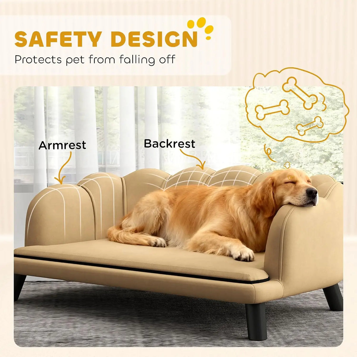 Pearl Back Velvet Dog Sofa With Removable Washable Cushion