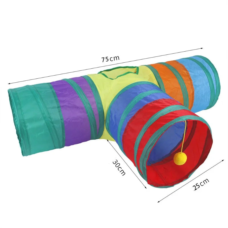 Foldable Cat Tunnel Toy For Interactive Play And Pet Training
