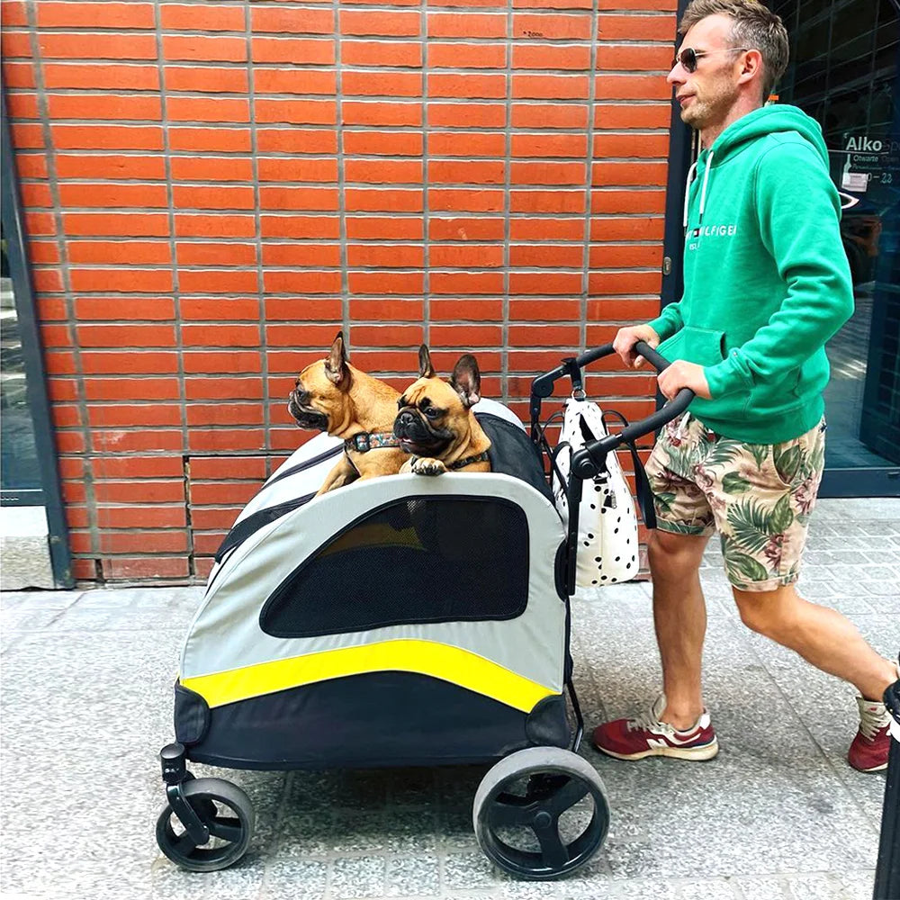 Foldable Four Wheel Dog Stroller for Comfortable Travel and Walks