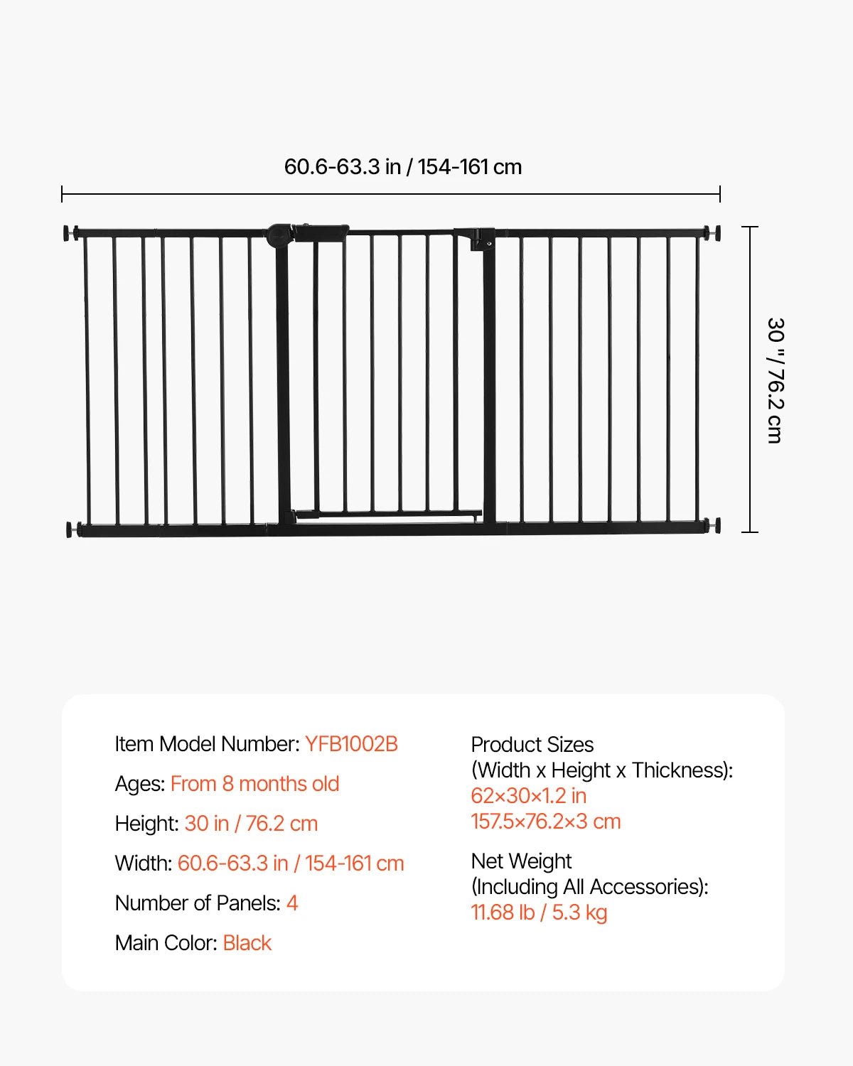 SucceBuy Pressure Mount Baby Dog Gate With Easy Step Walk Through