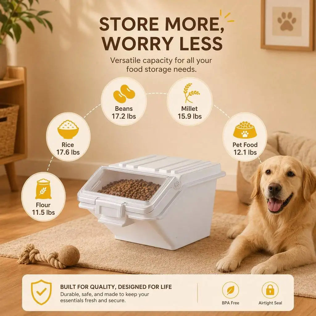 Airtight Dog Food Storage Container With Scoop For Pets