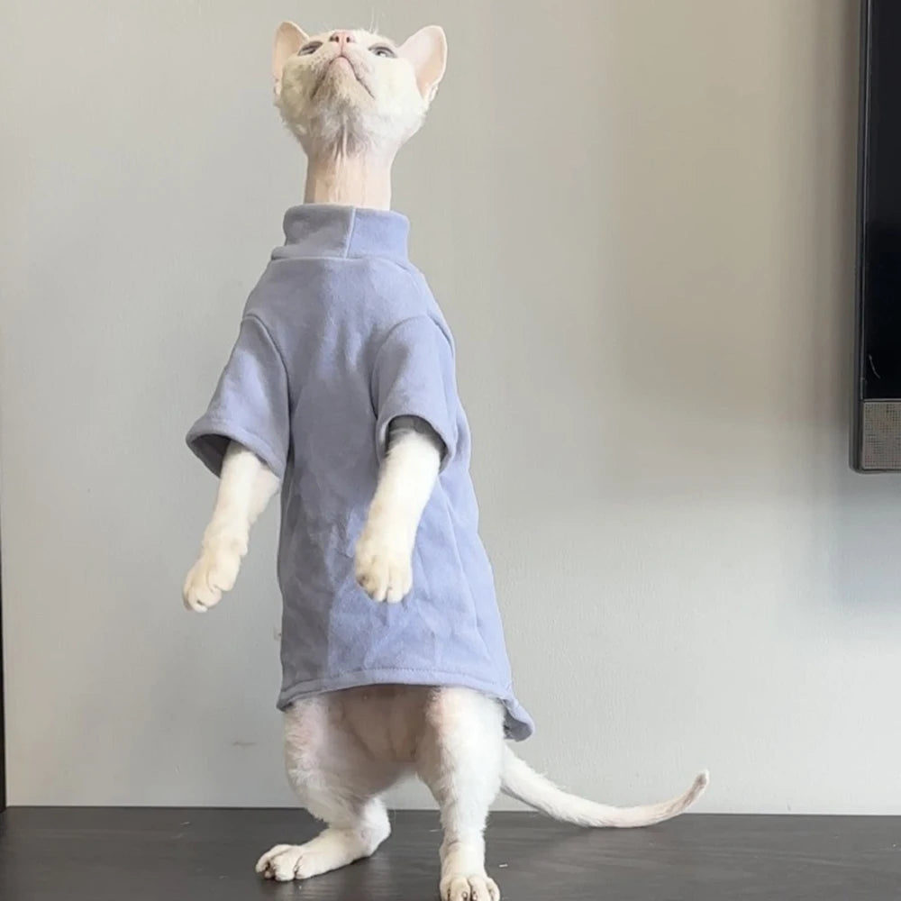 XLeiPet Sphynx Turtleneck Fleece Cat Sweater for Warmth and Comfort