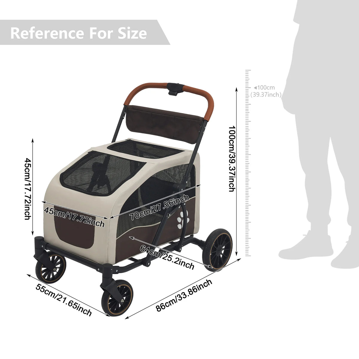 Foldable Stroller with Detachable Cabin for Medium to Large Dogs