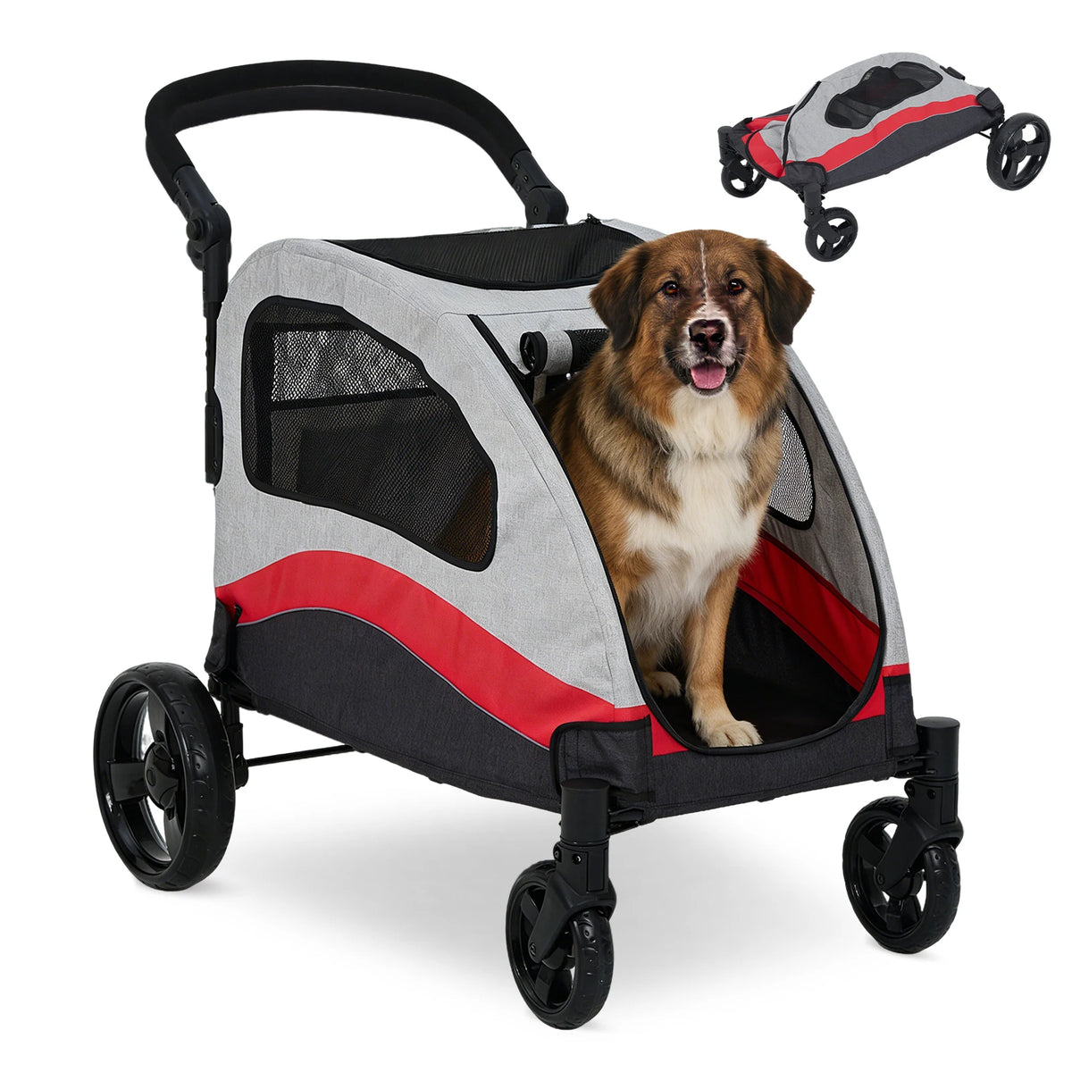 Heavy Duty Double Dog Stroller With Shock Absorbing Wheels