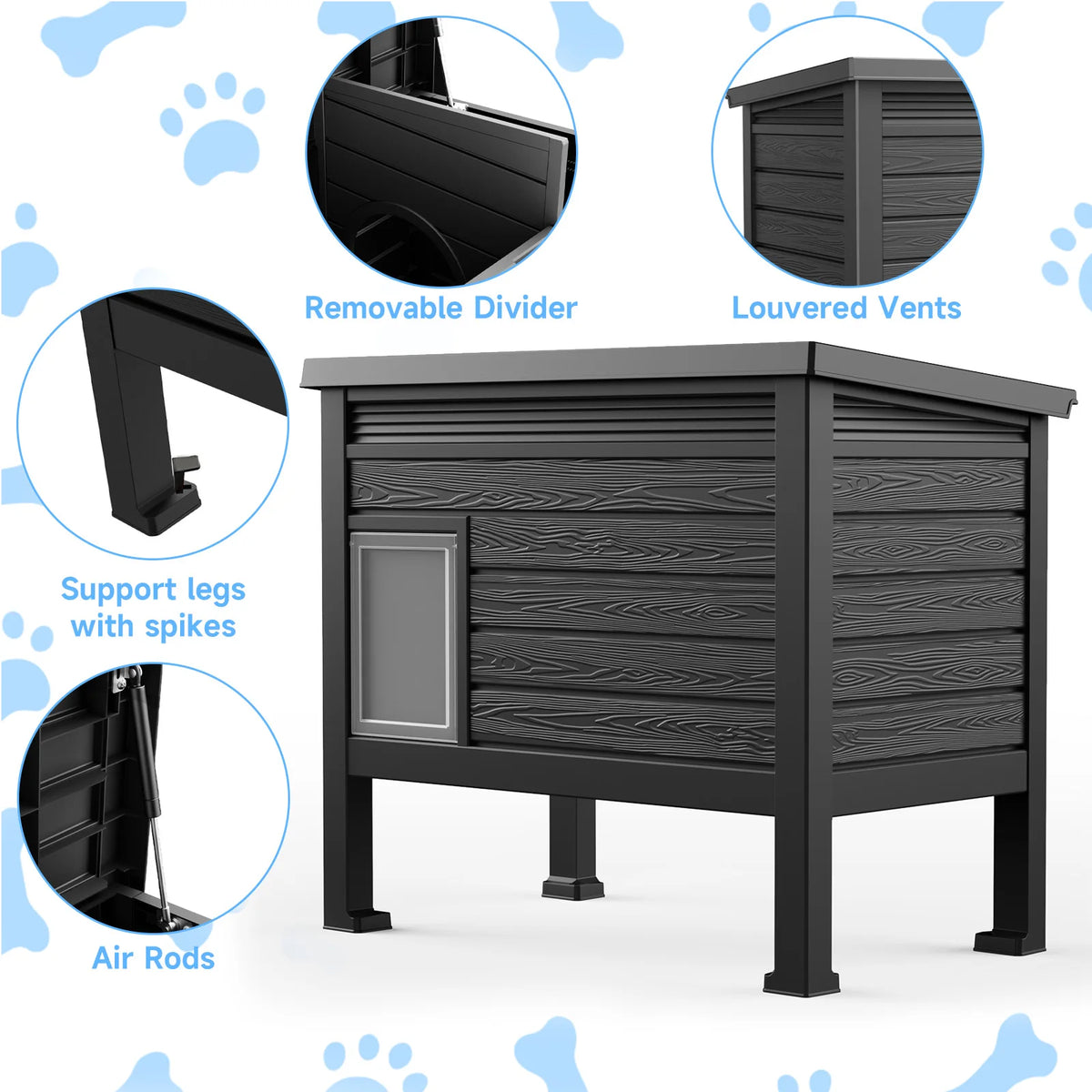 Heated Plastic Cat House For Indoor Outdoor Weatherproof Pet Shelter