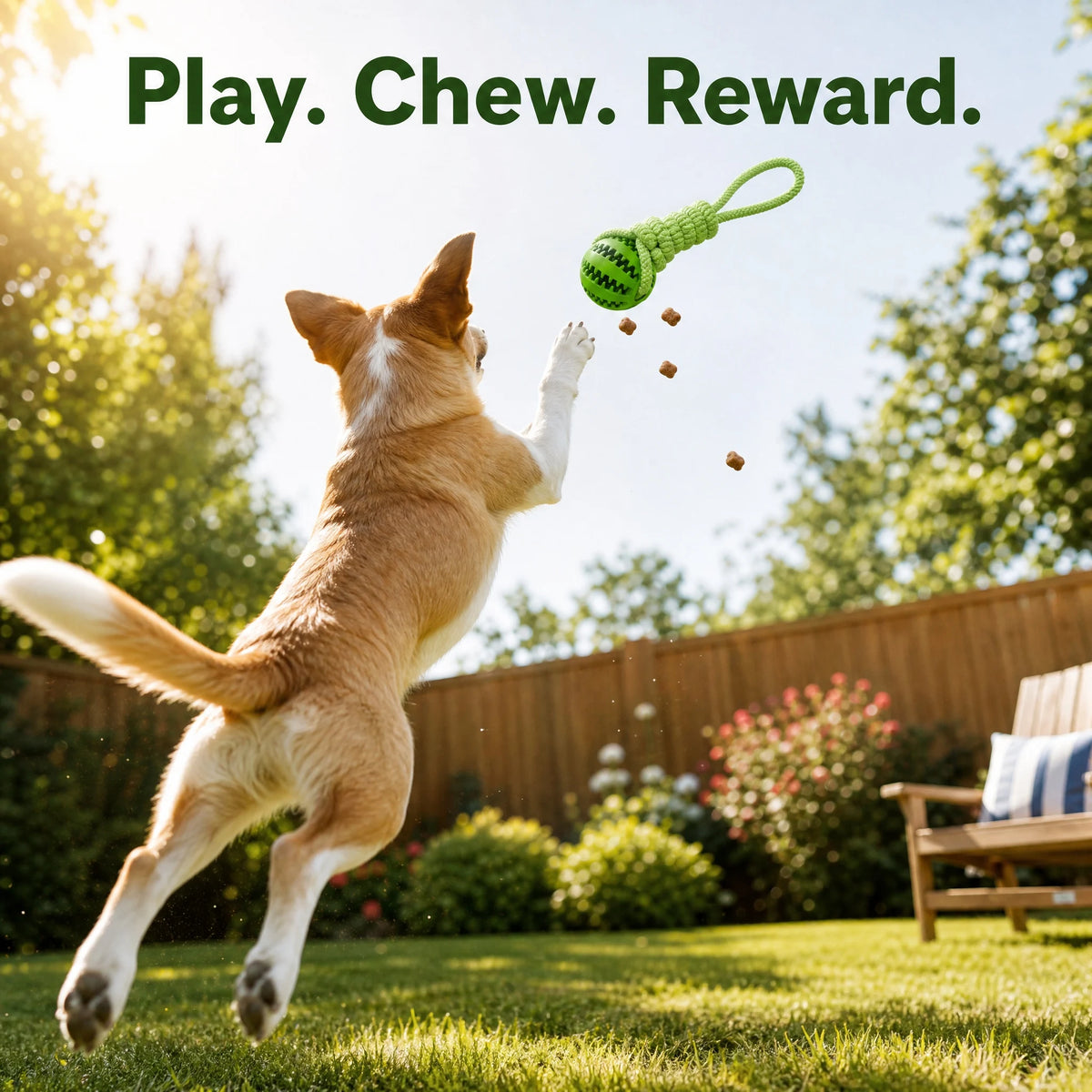 Interactive Treat Dispensing Dog Chew Toy With Rope Tug