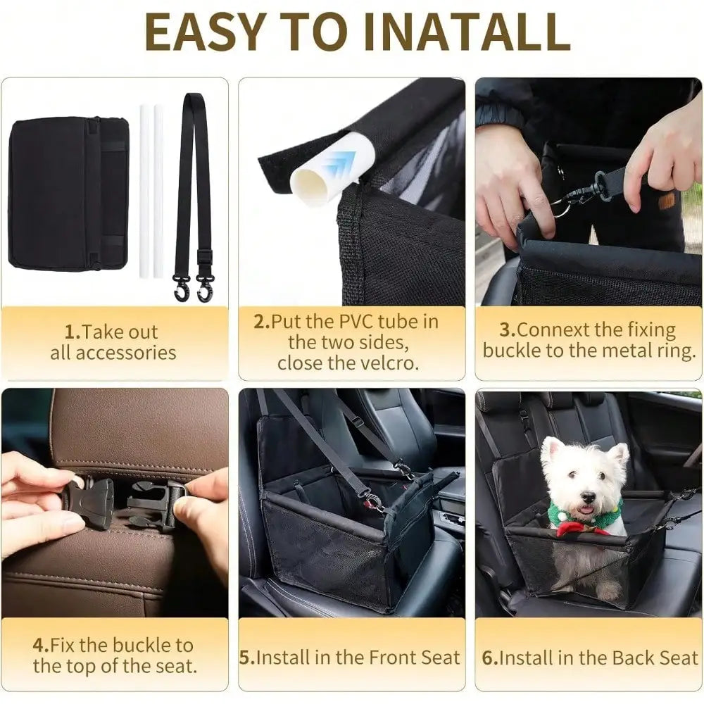 Elevated Dog Booster Car Seat Safety Strap Portable Pet Carrier Bed