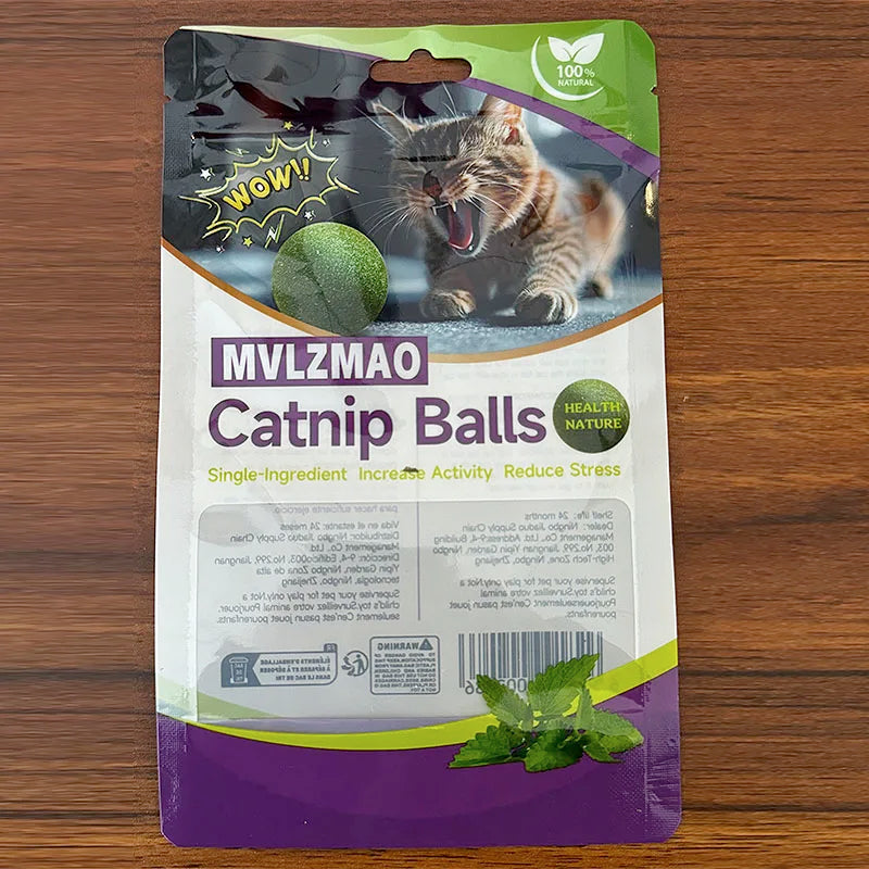 Safe Edible Catnip Ball Toy Promoting Dental Health Through Play