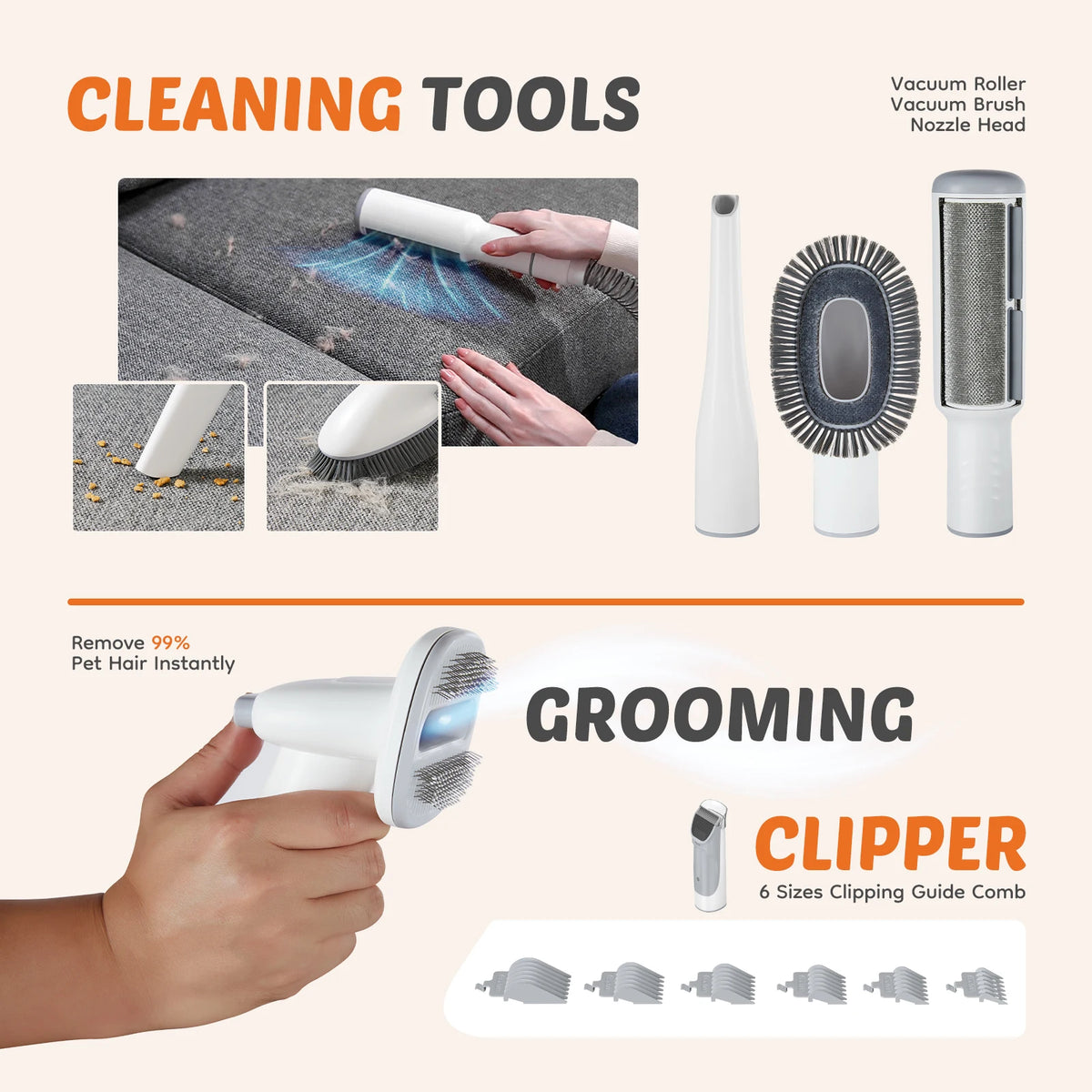 JHK Professional Pet Grooming Vacuum Kit With Clippers and Grooming Tools