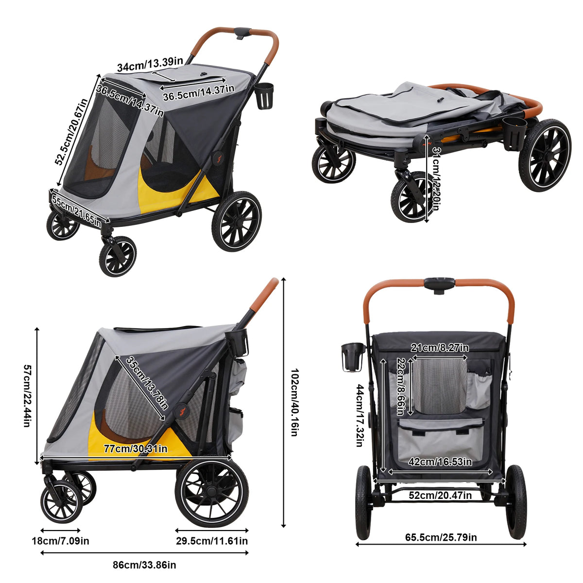 Foldable Pet Stroller With Breathable Comfort And One Click Folding