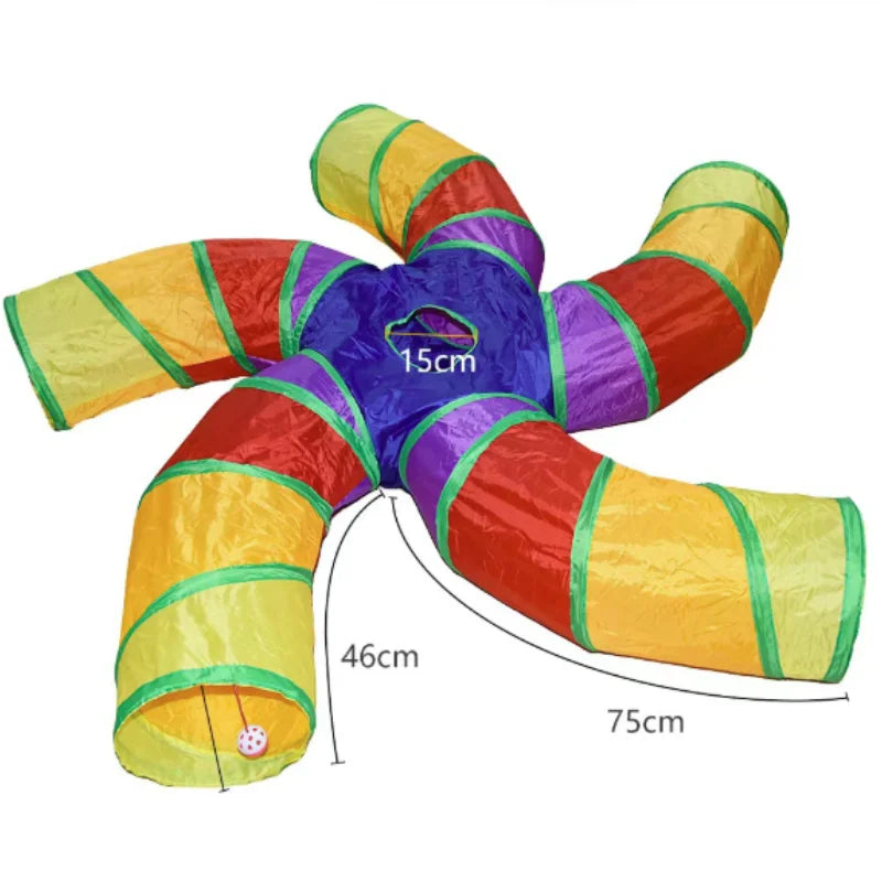 Foldable Cat Tunnel Toy For Interactive Play And Pet Training