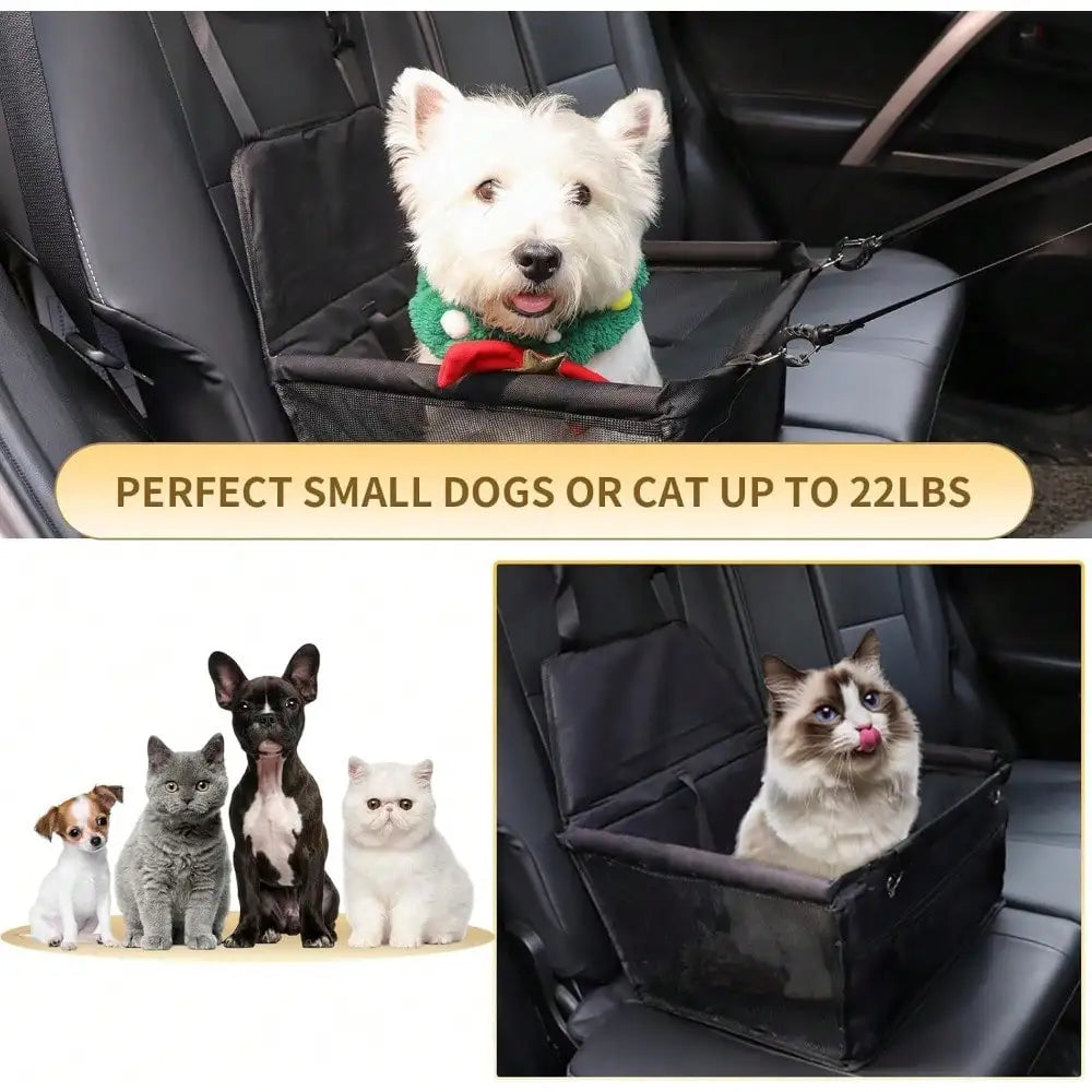 Elevated Dog Booster Car Seat Safety Strap Portable Pet Carrier Bed