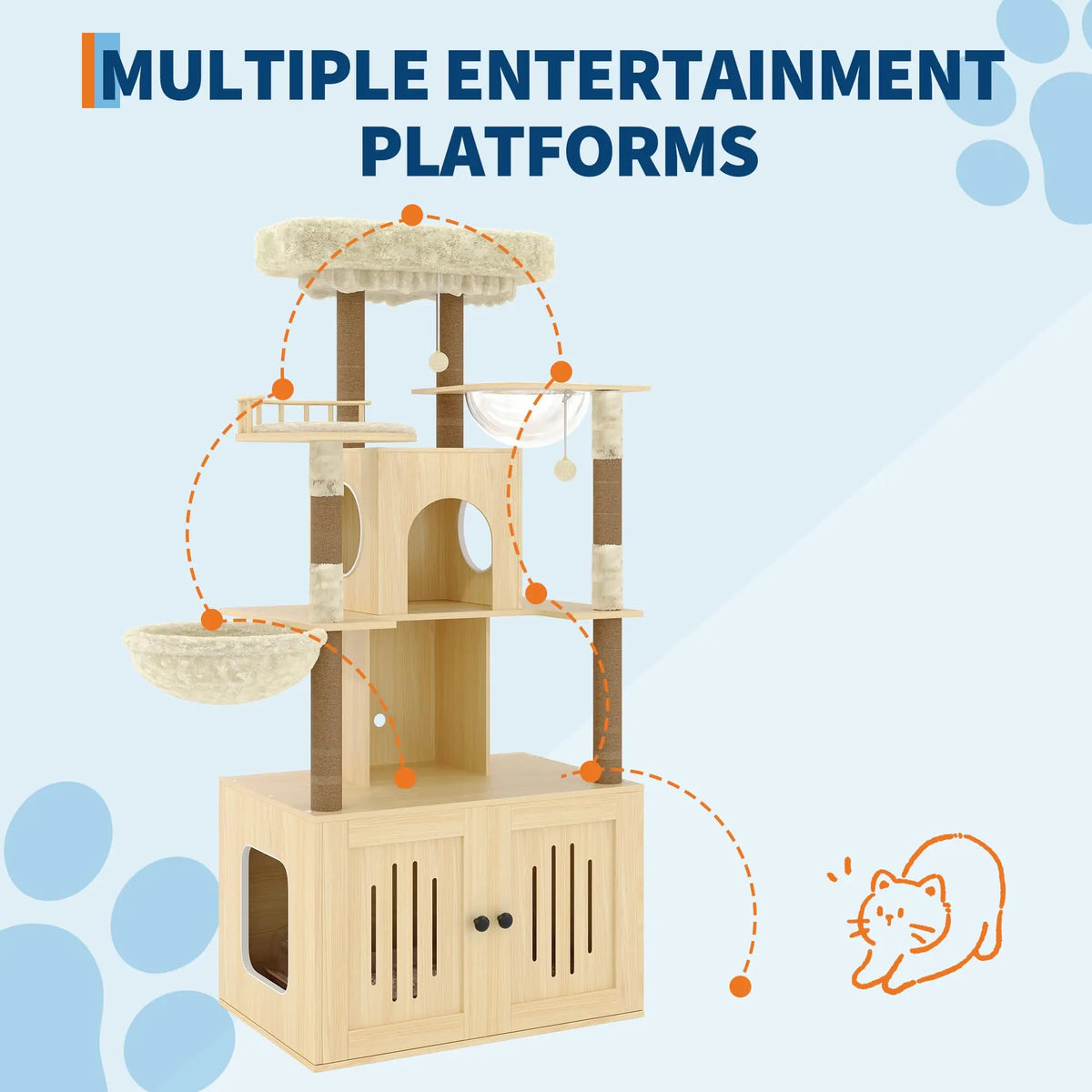 Studyset Multi Level Cat Tree With Hidden Litter Box Enclosure