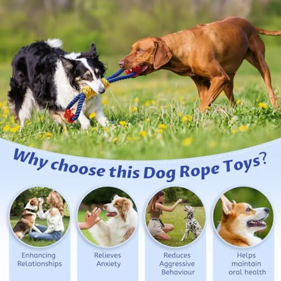 Premium Interactive Dog Rope Toy For Tough Tug Of War
