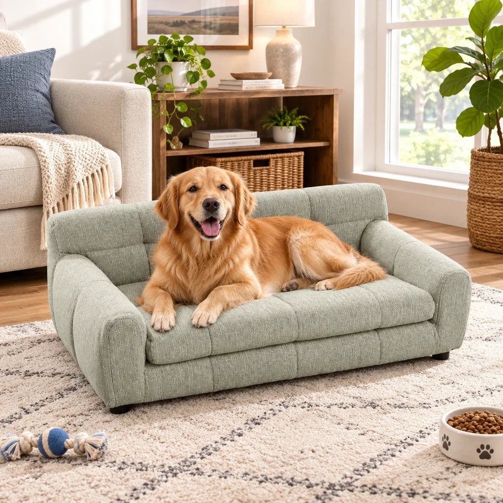 Breathable Pet Sofa With Backrest And Armrests For Dogs