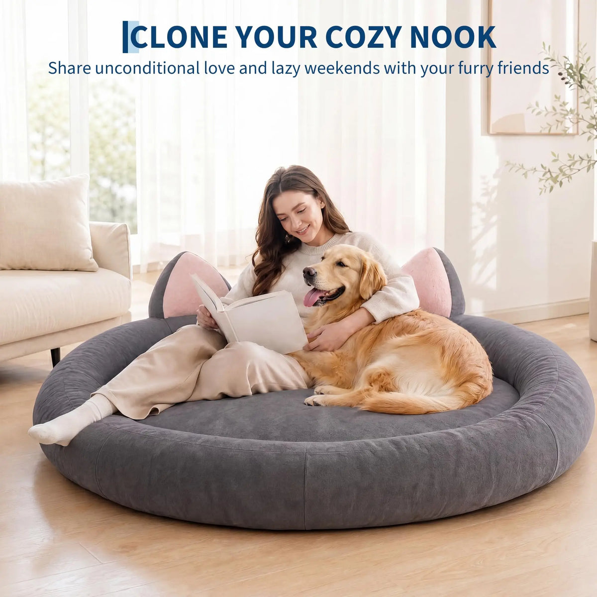 HiMISS Orthopedic Memory Foam Dog Bed With Washable Waterproof Cover