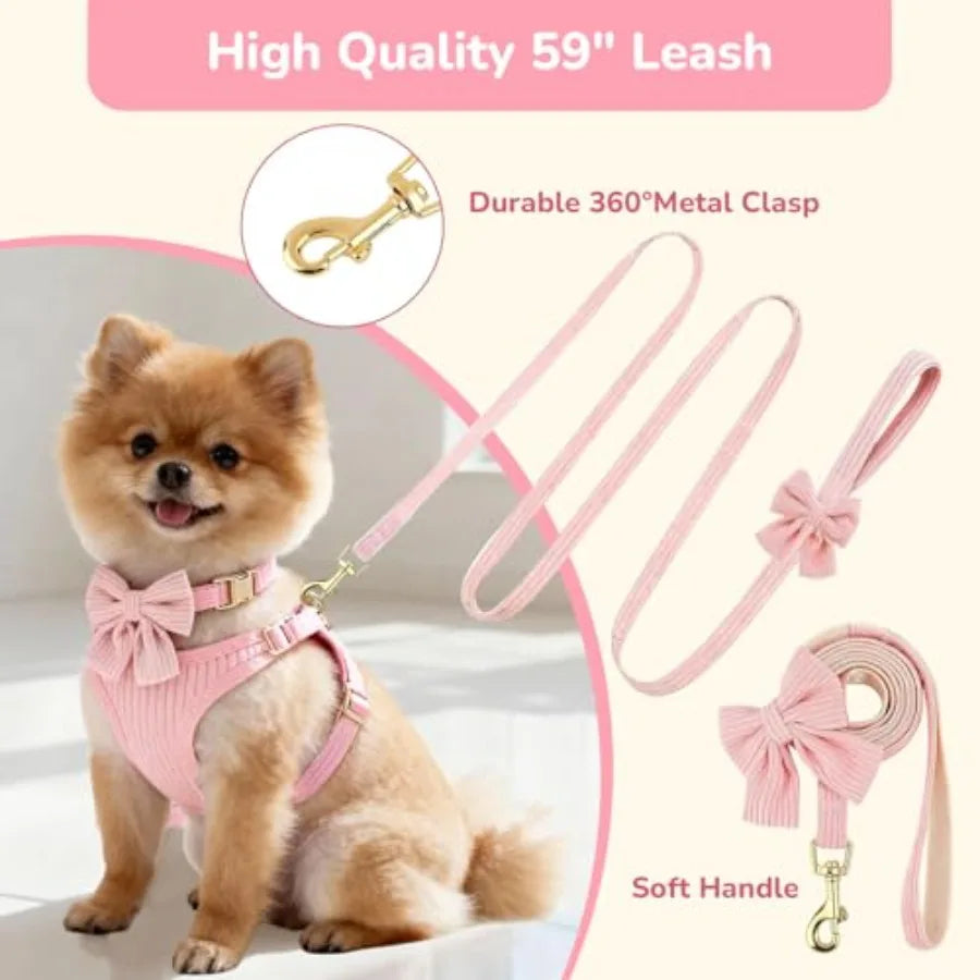 Breathable Cotton Dog Harness Collar And Leash Set