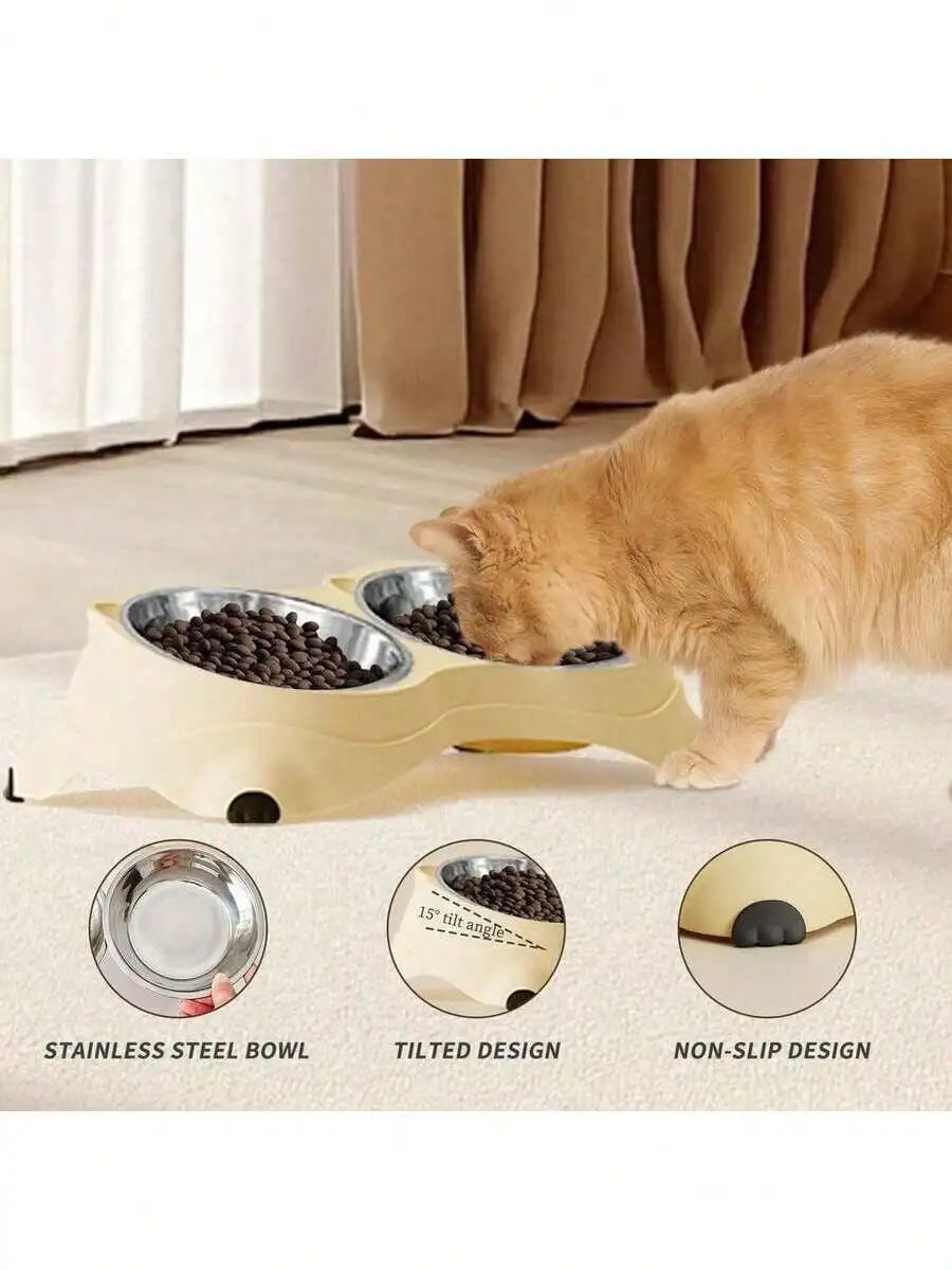 Double Stainless Steel Pet Bowls With Non Slip Base For Cats and Dogs