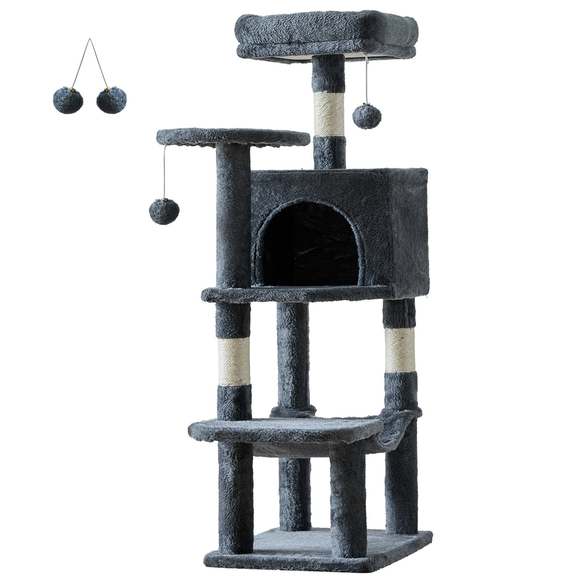 JHK Multi Level Cat Tree With Scratching Posts And House