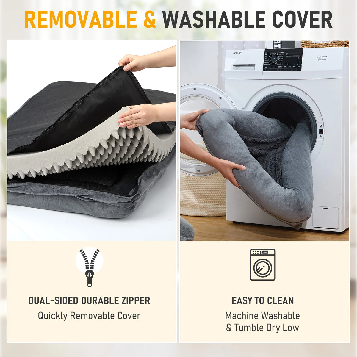 OUTWIND Washable Orthopedic Dog Bed With Bolster Raised Sides