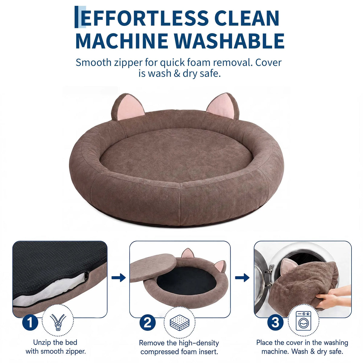 Orthopedic Memory Foam Dog Bed With Supportive Bolsters for Senior Pets