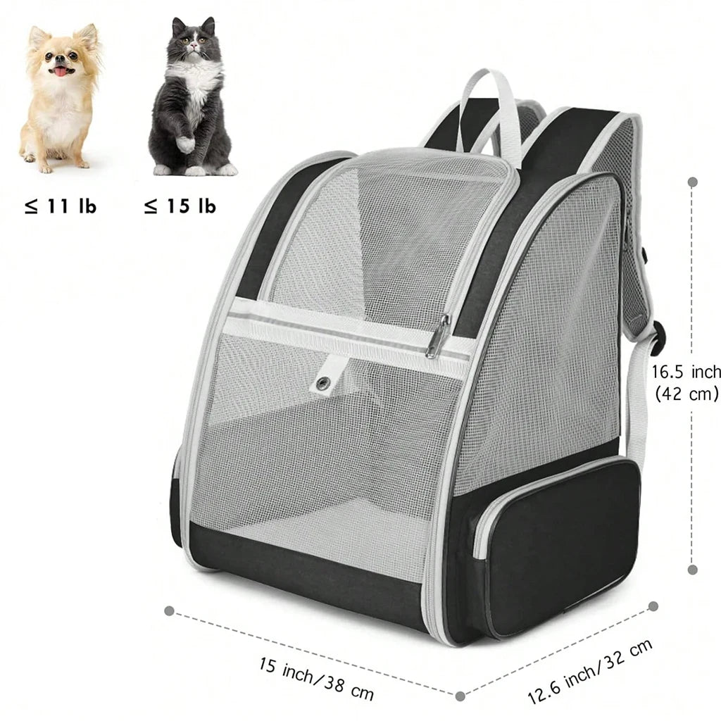 Breathable Mesh Pet Carrier Backpack for Cats and Dogs