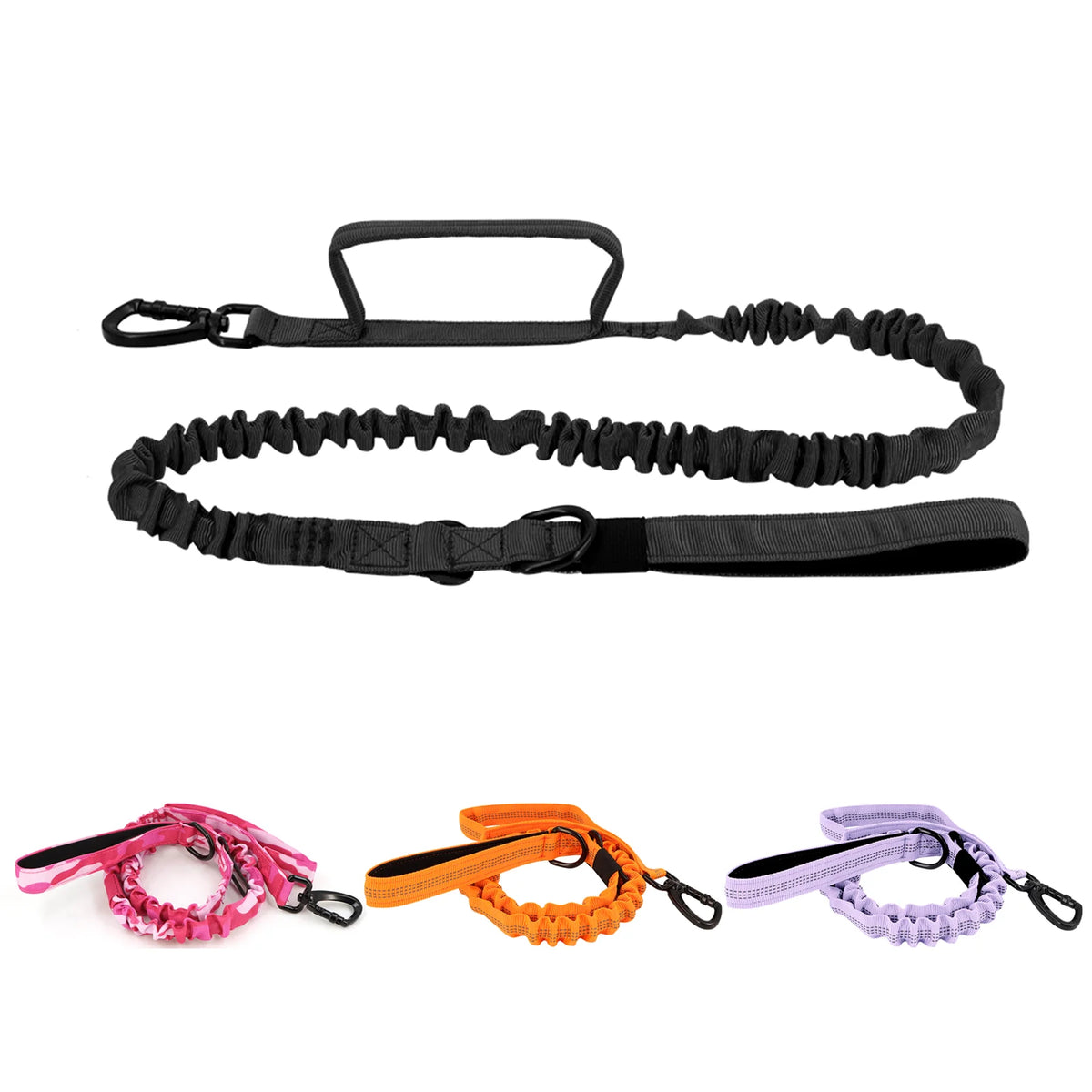 Adjustable Tactical Dog Leash With Quick Release Dual Handle Nylon Rope