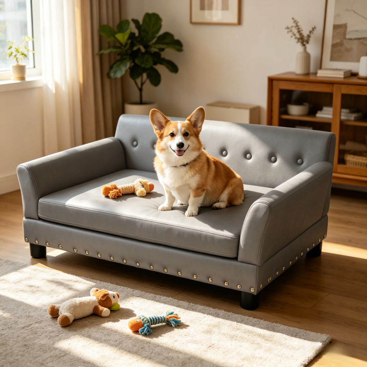 BINGOPAW Elevated Dog Sofa Bed With Waterproof Removable Cushion