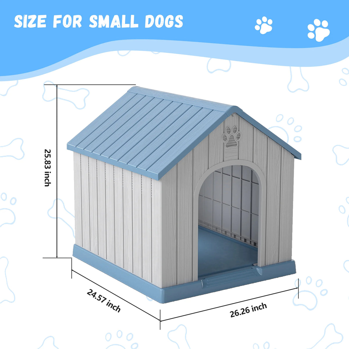 Weatherproof Plastic Dog House For Pets Indoor Outdoor Safe Shelter