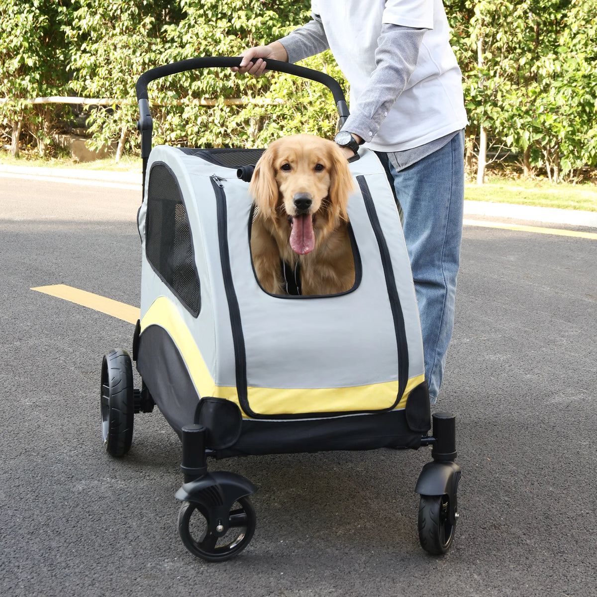 Foldable Portable Dog Stroller With Breathable Carrier For Travel