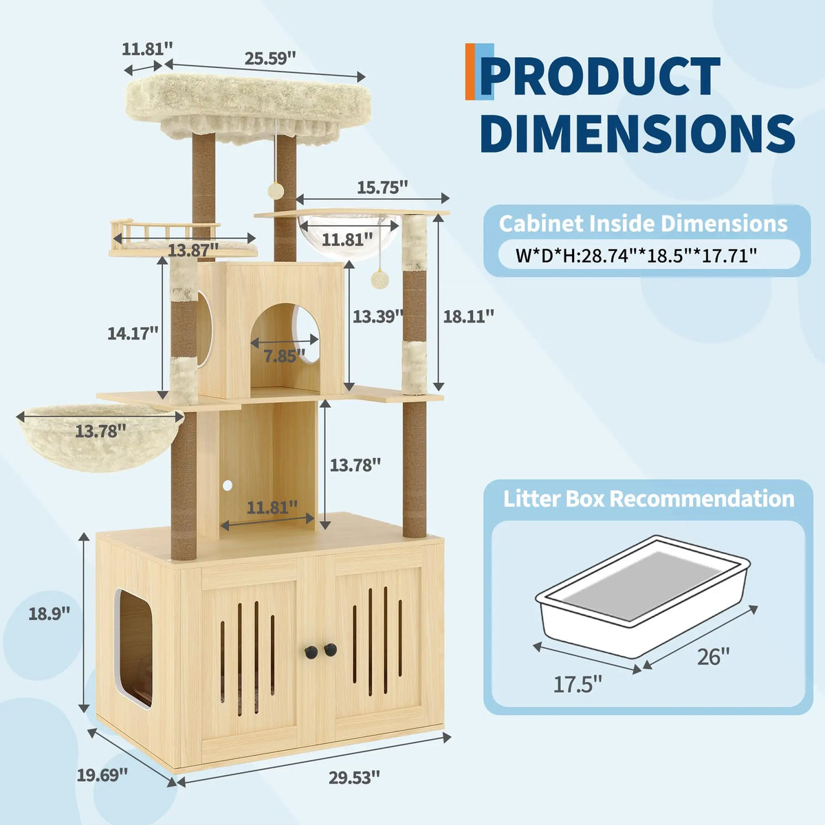 Studyset Multi Level Cat Tree With Hidden Litter Box Enclosure