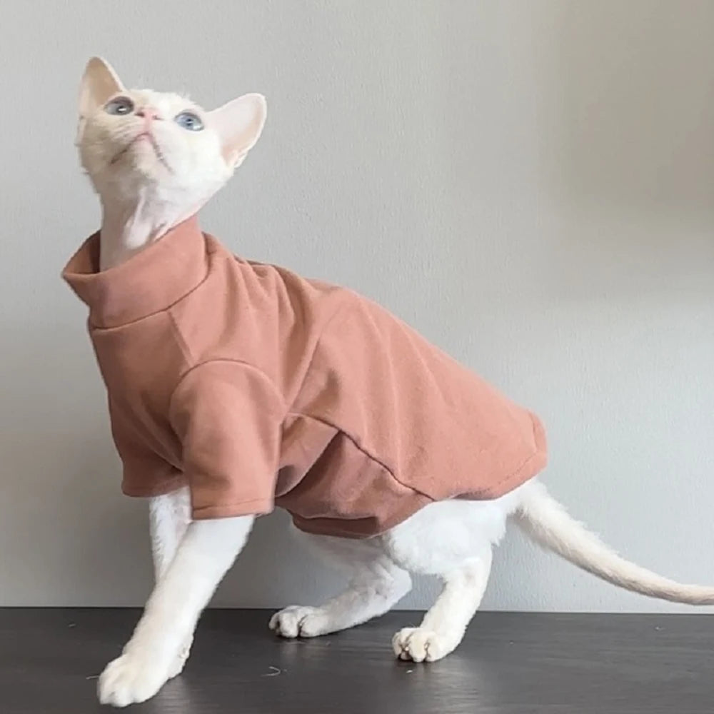 XLeiPet Sphynx Turtleneck Fleece Cat Sweater for Warmth and Comfort