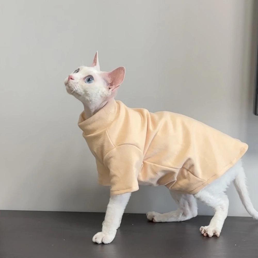 XLeiPet Sphynx Turtleneck Fleece Cat Sweater for Warmth and Comfort
