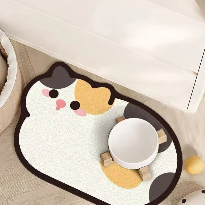 Cat Face Pet Feeding Mat Waterproof Anti Spill Non Slip
