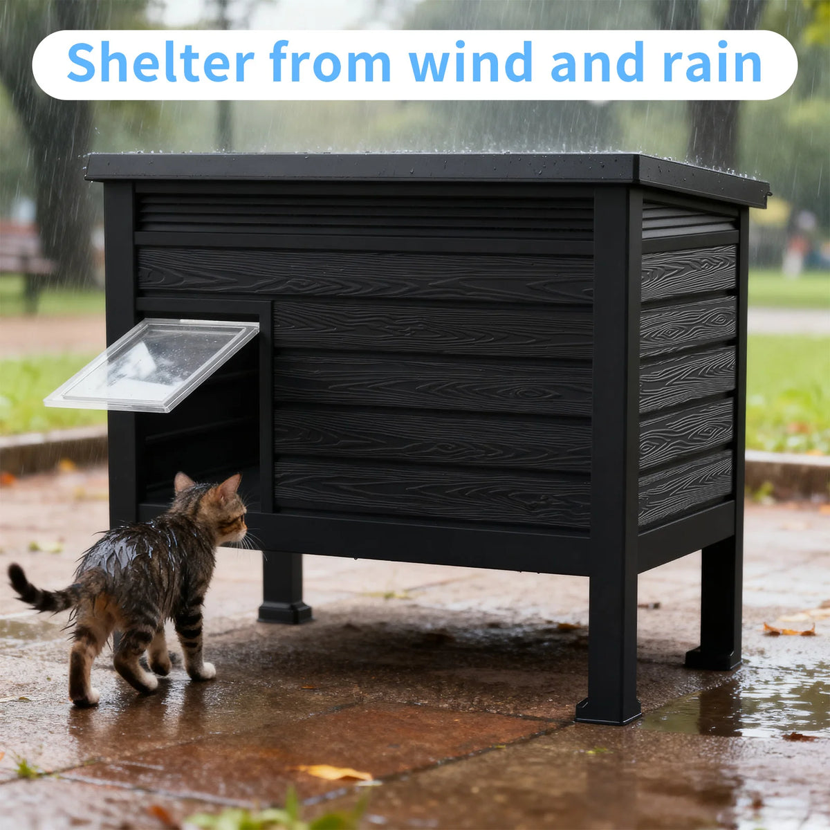 Heated Plastic Cat House For Indoor Outdoor Weatherproof Pet Shelter