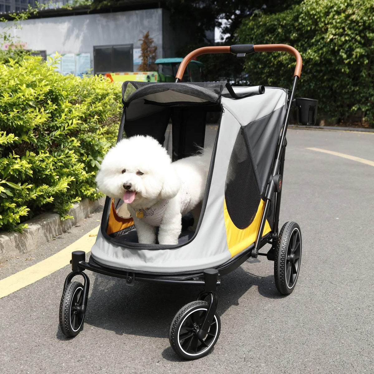 Foldable Pet Stroller With Breathable Comfort And One Click Folding