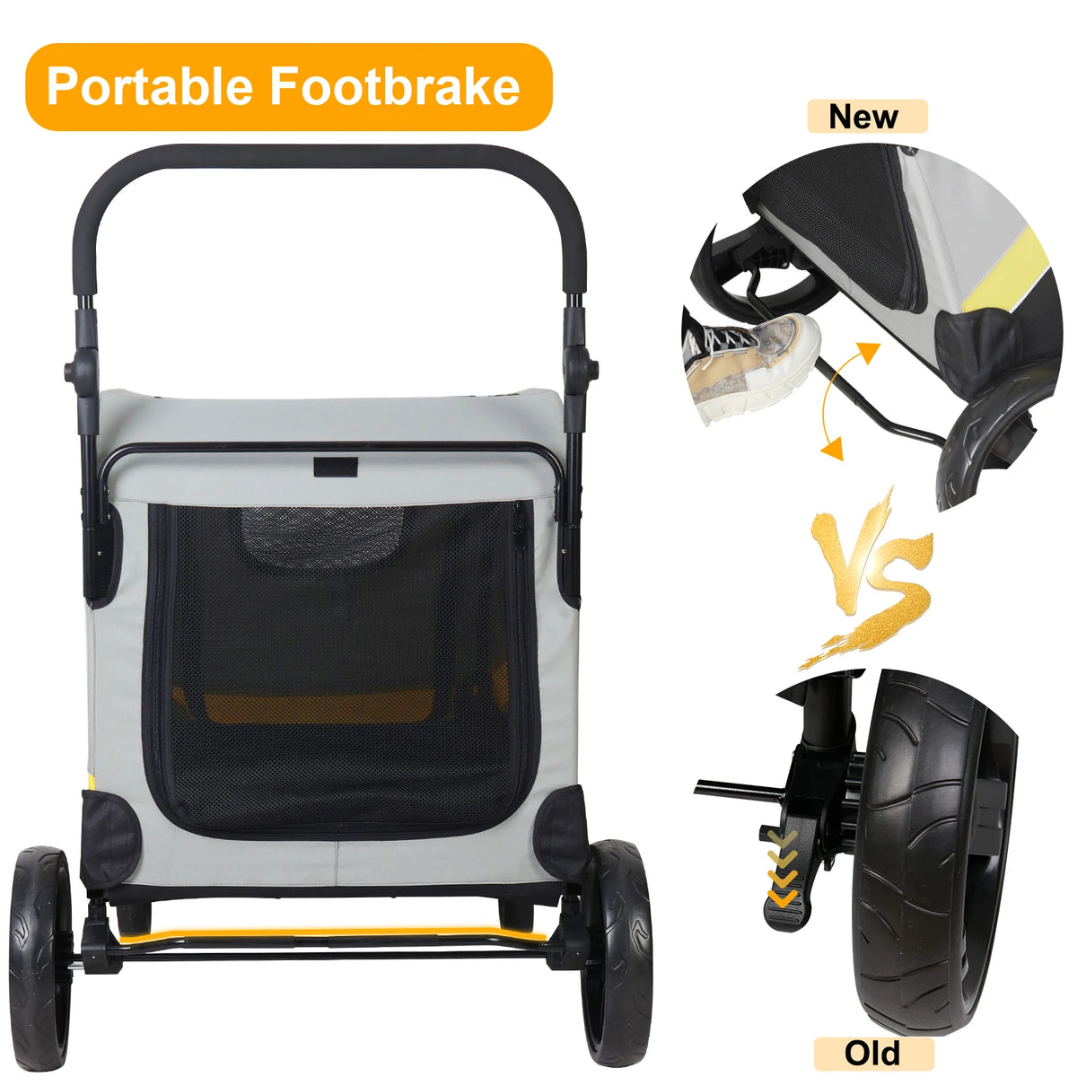 Foldable Four Wheel Dog Stroller for Comfortable Travel and Walks