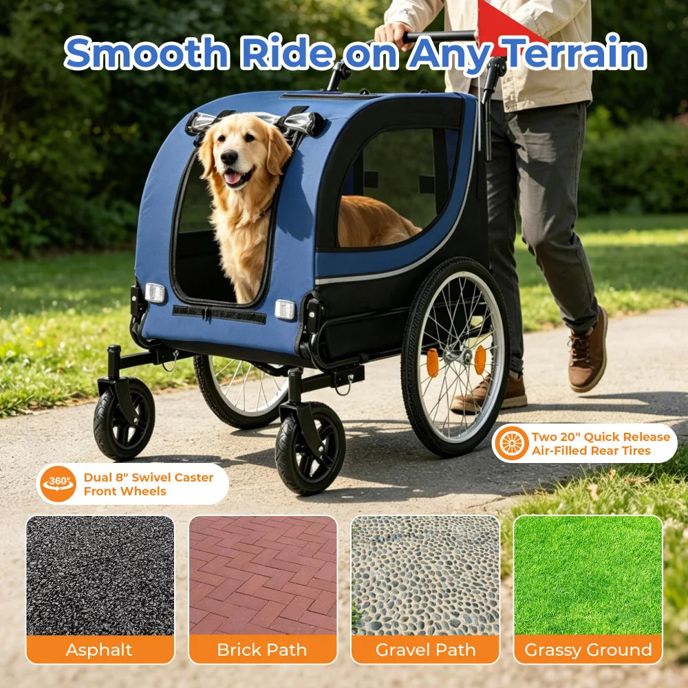 Foldable 2-in-1 Pet Bike Trailer and Stroller for Dogs