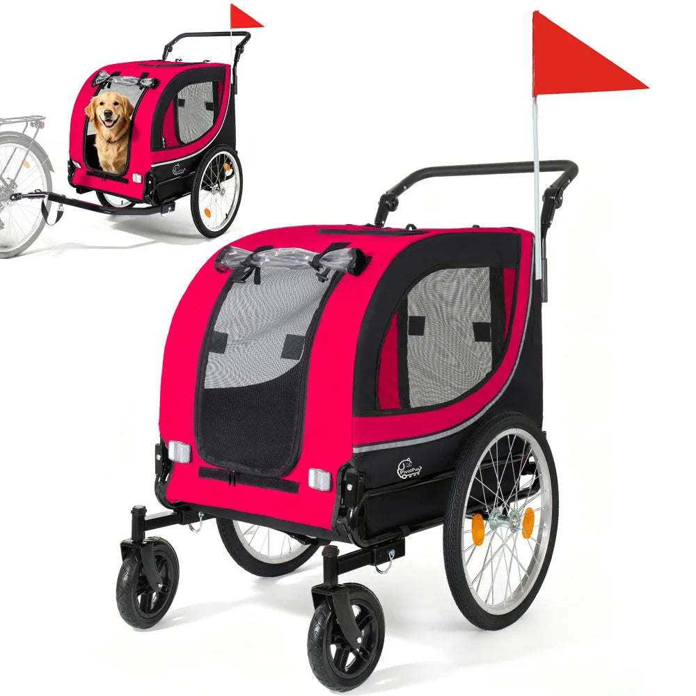 Foldable 2-in-1 Pet Bike Trailer and Stroller for Dogs