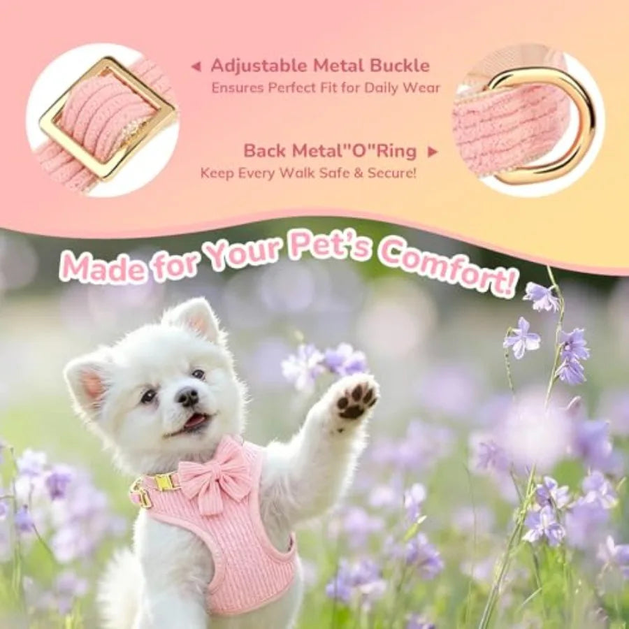 Breathable Cotton Dog Harness Collar And Leash Set