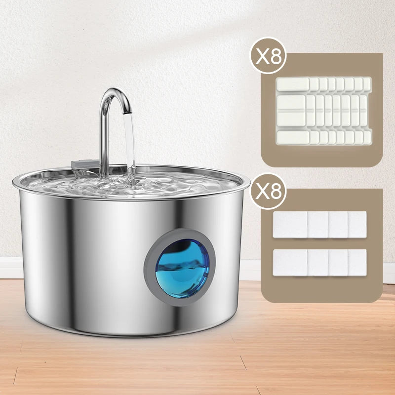 OPETH Stainless Steel Automatic Pet Water Fountain With Filters